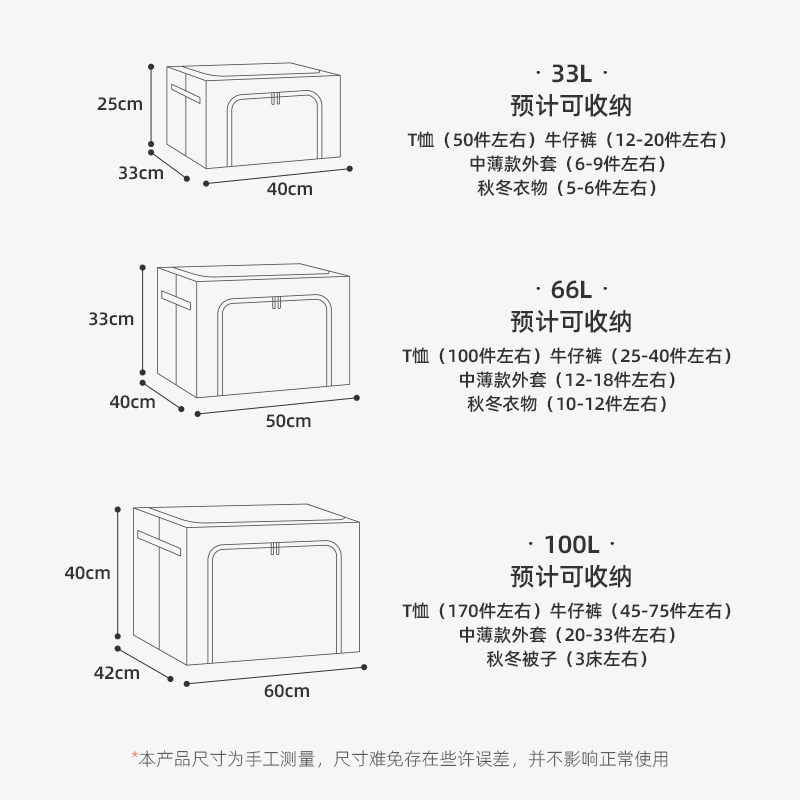 衣服收纳箱家用神器布艺装羽绒服衣物被子百纳箱66升整理师专用-图2