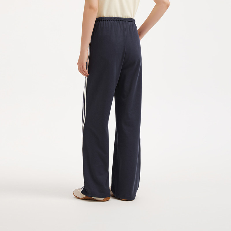 热风女士直筒卫裤2026年春季新款拼边运动风松紧腰直筒慵懒风卫裤,淘宝优惠券,粉丝福利购,淘宝优惠卷