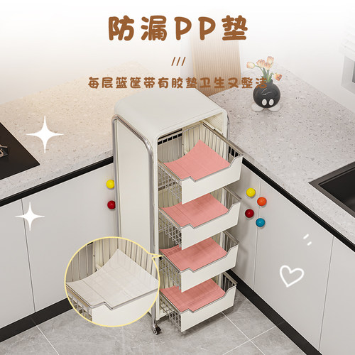 厨房蔬菜置物架落地多层家用水果菜篮子收纳筐多功能可移动放菜架 - 图3