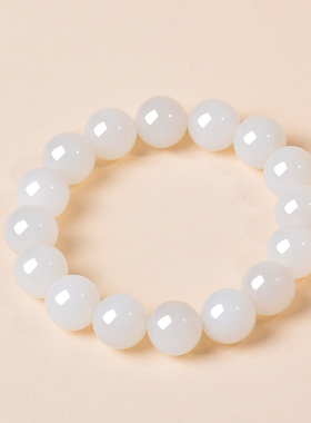 凤飞凰和田玉羊脂白玉圆珠手链