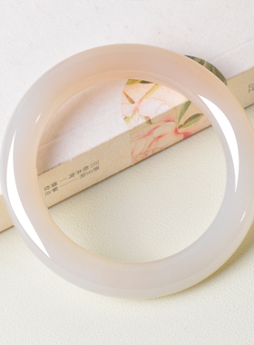 凤飞凰和田玉藕粉渐变圆条手镯