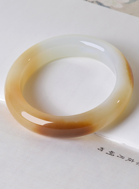 凤飞凰和田玉糖白玉手镯送女友