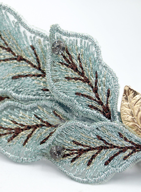刺绣欧美风树叶一字夹子发饰品