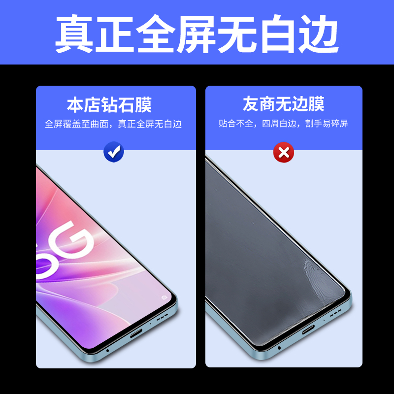 适用oppoA57钢化膜oppoa58全屏覆盖手机膜oppoa58x抗蓝光A58全包A57防摔0pp0a57高清玻璃oppo贴膜A58X黑边5G - 图1