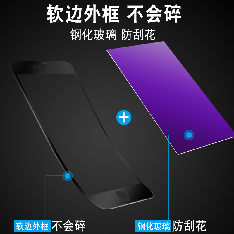 适用iphone6钢化膜苹果6s全屏覆盖6plus全包边SP护眼抗蓝光i6全包防摔ip6软边P防窥防偷窥手机玻璃保护贴膜六 - 图2