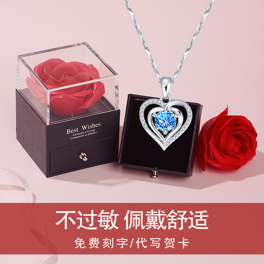 999纯银项链女款锁骨链女士银饰品2025年新款爆款圣诞礼物送女友