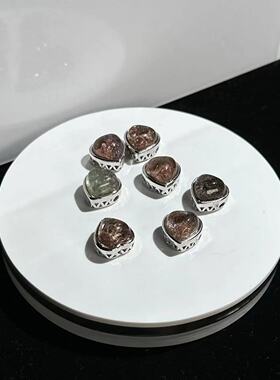 镶嵌天然花幽灵心形银饰品可以DIY吊坠提溜手链项链价格美丽动人