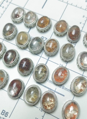 天然水晶幽灵多宝盒子镶嵌托钛钢银配件手串配件新年礼物创意手链