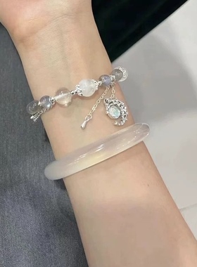 天然白月光玉髓手镯女款ins创意风礼物送女友闺蜜生日礼物优惠