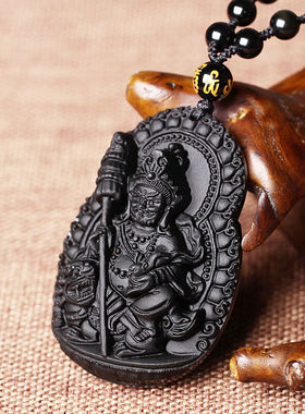 天然黑曜石项链吊坠送证书