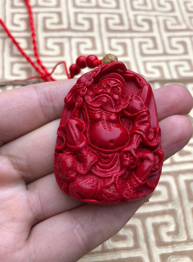 帝王红钟馗挂件朱砂本命年男女吊坠随身玉佩项链