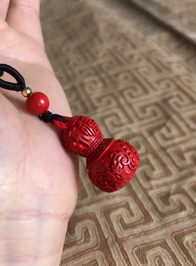 宝葫芦玉坠项链台湾原色朱砂吊坠男女钥匙扣福喜玉葫芦玉石挂件