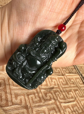 嫣芝美玉男女和田玉关羽钥匙扣