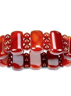 天然红玛瑙佛珠手链送证书