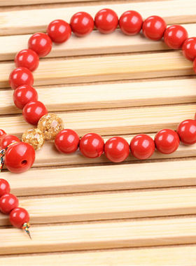 台湾原色帝王红佛珠手链送证书
