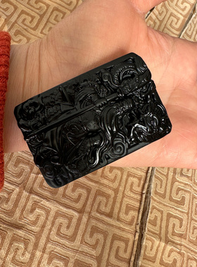 降龙关公吊坠天然黑曜石挂件大刀关公钥匙扣站关羽钥匙扣送证书