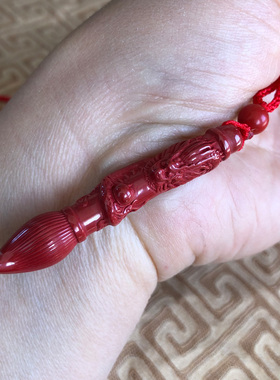 文昌笔吊坠台湾原矿朱砂龙头文昌笔挂件儿童学生项链男女钥匙扣