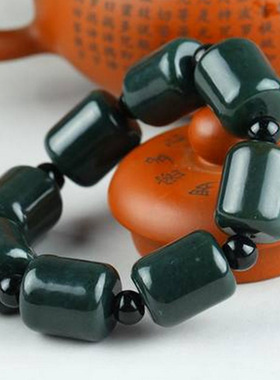 天然和田玉证书佛珠手链