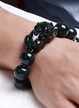 佛珠天然和田玉证书貔貅手链