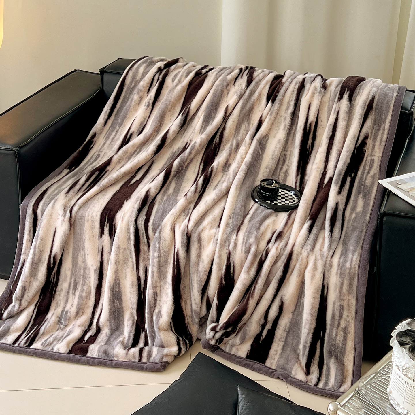 2025新款加厚兔毛绒毛毯办公室午睡毯沙发盖毯毛巾被小毯子床上用