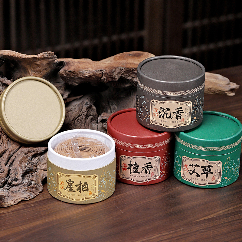 檀香盘香室内香薰艾草除臭除味沉香居家用香4小时盘香崖柏熏香道