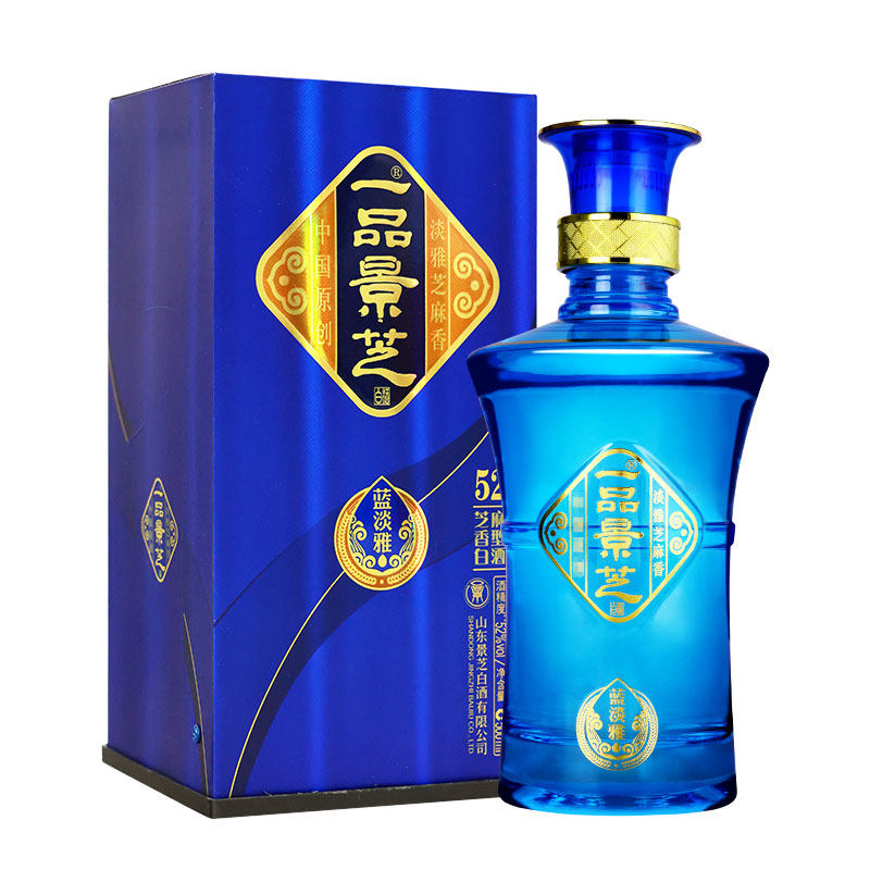 【爆款热销】景芝一品景芝蓝淡雅 芝麻香型白酒52度500ml*2瓶送礼 - 图2