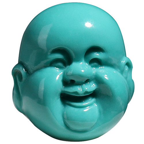 湖北原矿精品高瓷蓝绿松石弥勒背云吊坠隔珠金刚星月佛珠手串配饰 - 图3