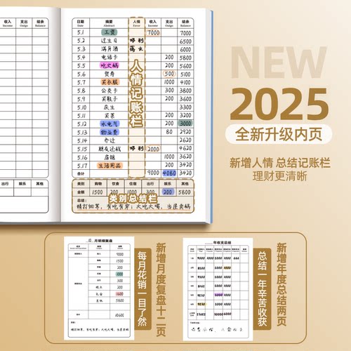 记账本家庭日常开销开支手帐明细账家用账本人情往来礼金每日生活理财记账本子流水账本账单工作笔记本2026年 - 图0