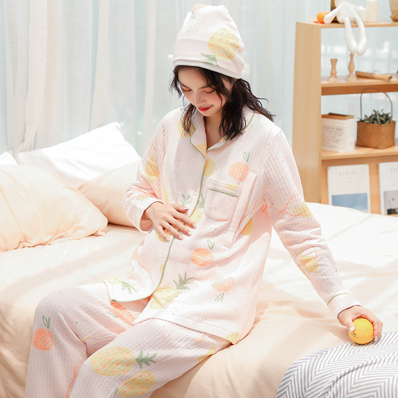 咕羊羊夹棉月子服冬季3月份睡衣 咕羊羊家居服套装
