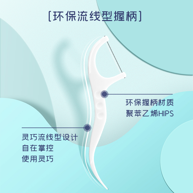 皓齿健旗舰店皓齿健双线牙线棒便携式盒随身牙线家庭装超细扁线剔牙线牙签50支2