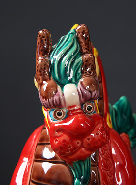 台湾交趾陶小神龙摆件 手绘创意陶瓷工艺品家居装饰摆设