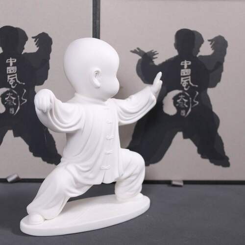 德化白瓷陶瓷太极拳手工艺品家居创意摆件小和尚礼品左揽雀尾包邮 - 图0