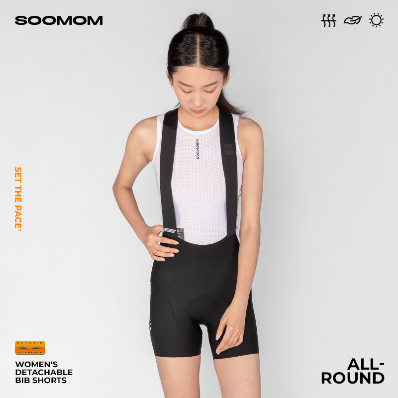 SOOMOM| ALL-ROUND女士易穿脱公路车磁扣背带骑行超短裤-图0