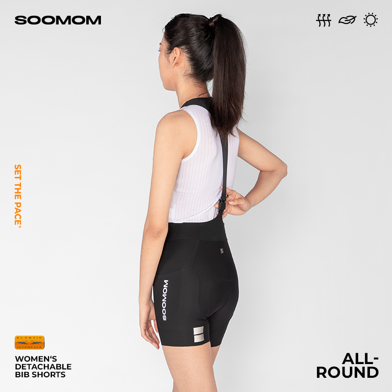 SOOMOM | ALL-ROUND 女士易穿脱公路车磁扣背带骑行超短裤 - 图2