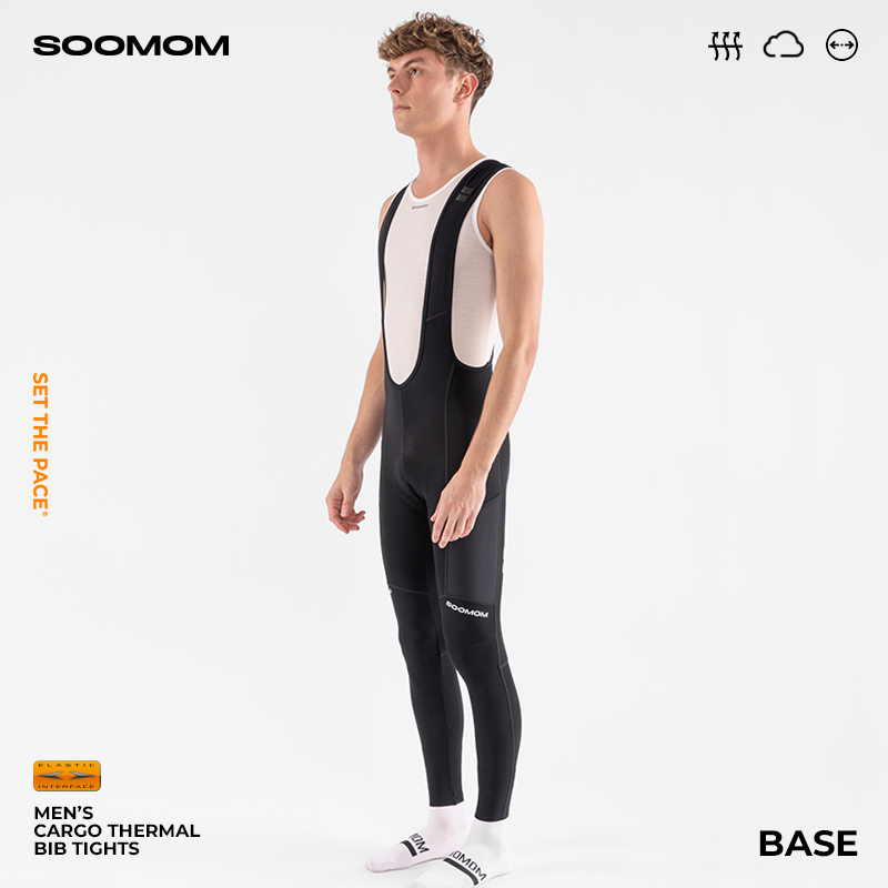 SOOMOM| BASE男士公路车储物抓绒背带骑行长裤-图0