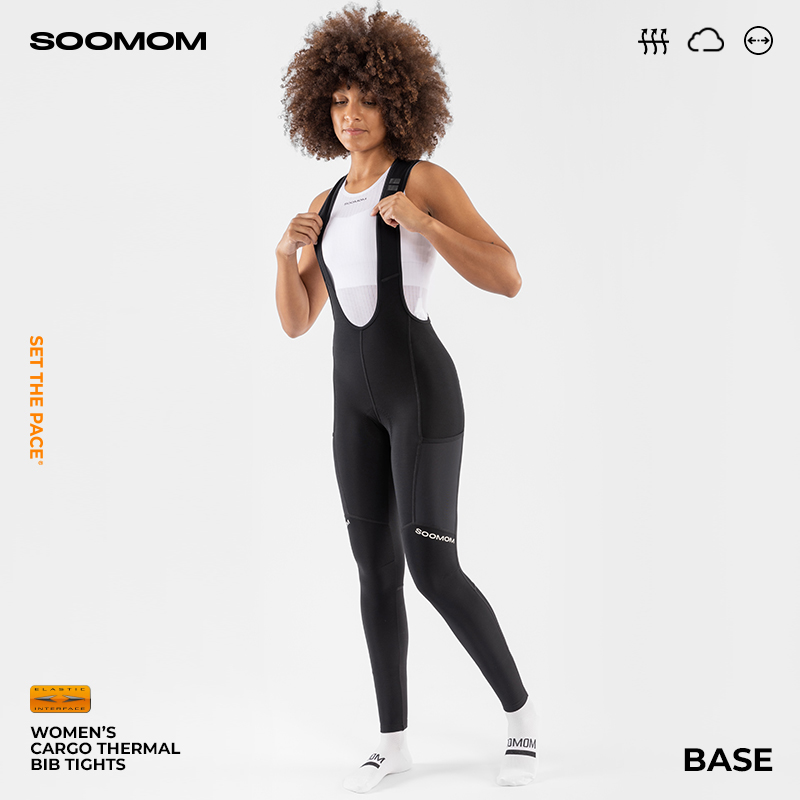 SOOMOM | BASE 女士公路车储物抓绒背带骑行长裤 - 图0