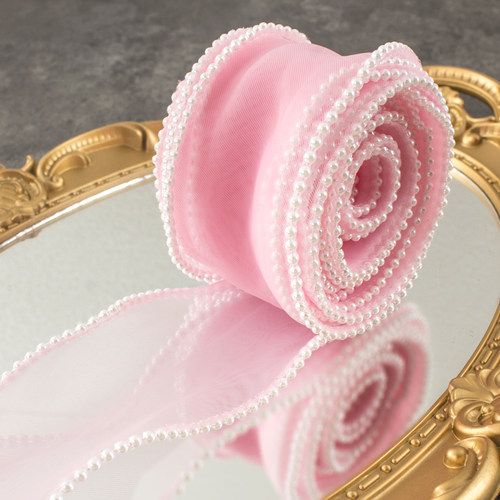 珍珠鱼尾纱蛋糕装饰 简约丝带围边女神小仙女款生日蛋糕装扮 - 图1