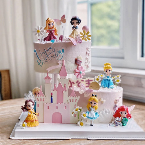 迷你8款小公主蛋糕装饰摆件Q版套装小仙女小女孩生日蛋糕摆件插件 - 图1