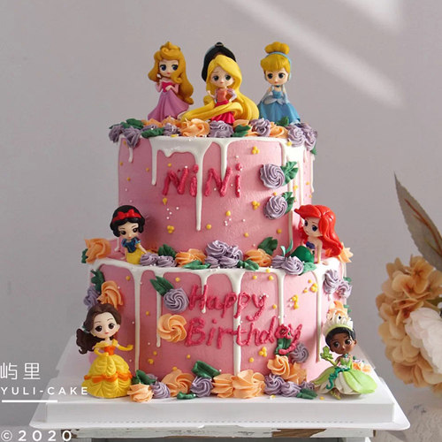 迷你8款小公主蛋糕装饰摆件Q版套装小仙女小女孩生日蛋糕摆件插件 - 图0
