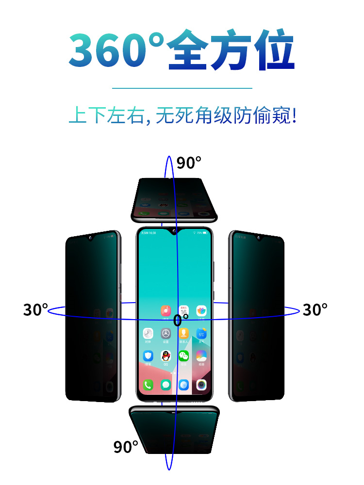 适用vivou3x防窥钢化膜s6防窥膜vivos5全屏覆盖vivou1防偷窥s1pro手机s1防偷窃u3x防透窥360度u3隐私U1防偷看 - 图0