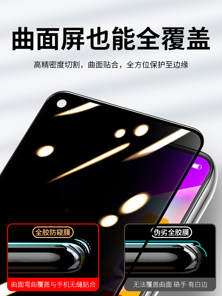 适用OPPO A95防窥钢化膜a93磨砂全胶膜a92s全屏防偷看A91保护隐私a72手机陶瓷软膜oppoA8防摔软边5G防指纹贴 - 图1