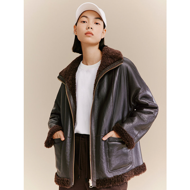 【羊皮毛一体】十二篮商场同款25冬新款两面穿年轻皮草外套女皮衣,淘宝优惠券,粉丝福利购,淘宝优惠卷