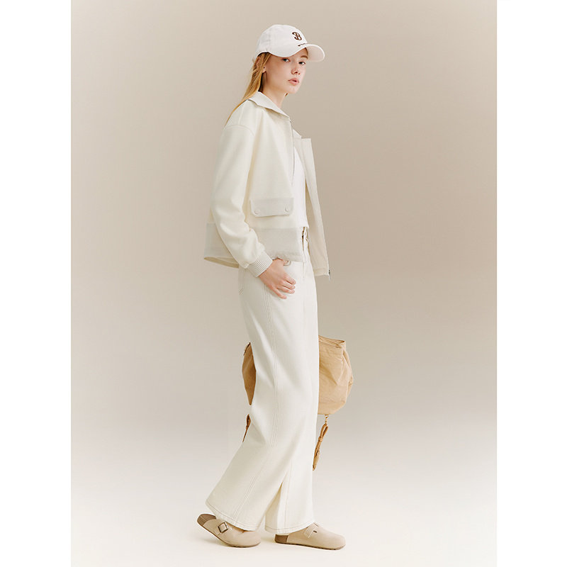 十二篮25冬新款纯净白翻领夹克休闲运动舒适百搭通勤短款外套女,淘宝优惠券,粉丝福利购,淘宝优惠卷