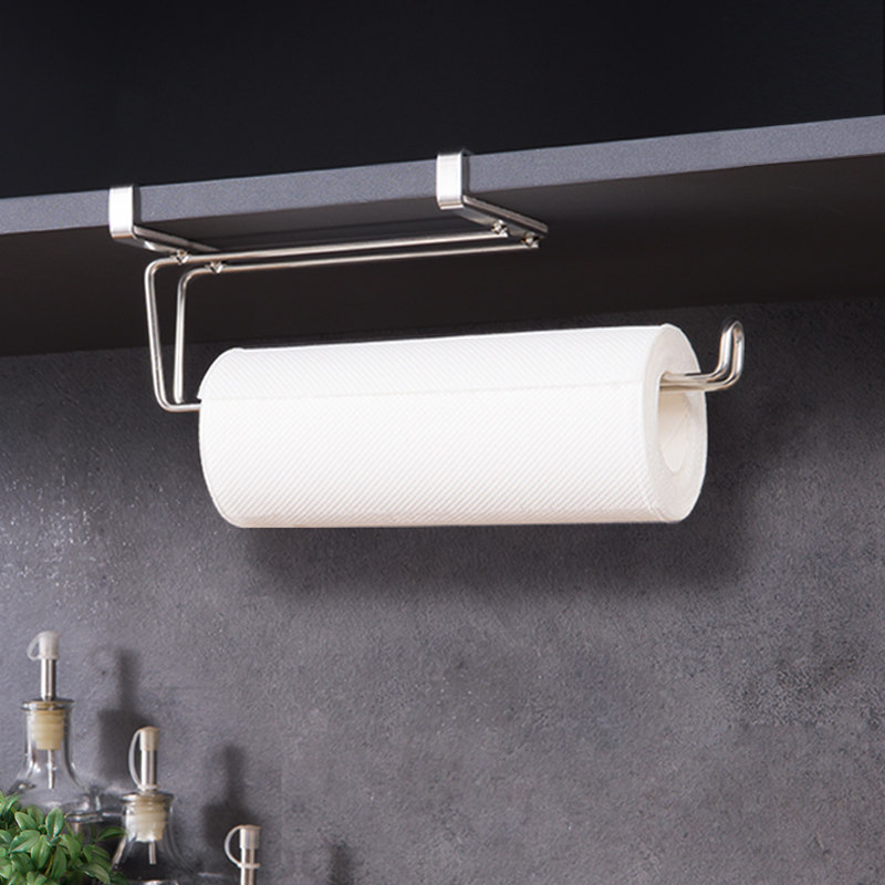 免打孔厨房纸巾架用纸架 304不锈钢壁挂式橱柜吸油纸卷纸创意挂架,淘宝优惠券,粉丝福利购,淘宝优惠卷