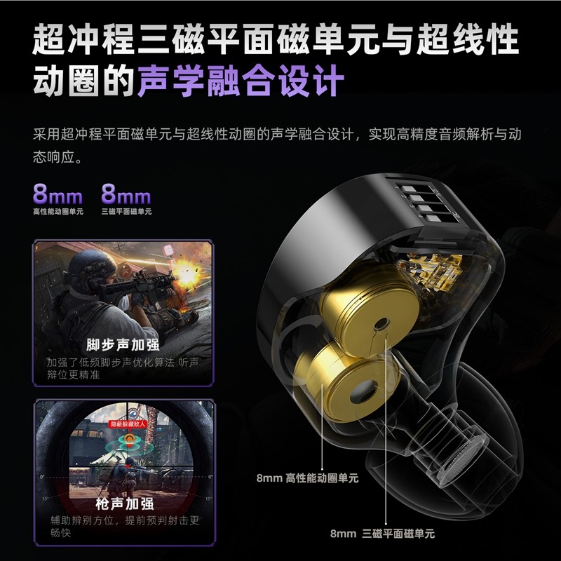 KZ Duonic有线游戏耳机电竞入耳式职业外设耳塞FPS听声辨位主播,淘宝优惠券,粉丝福利购,淘宝优惠卷