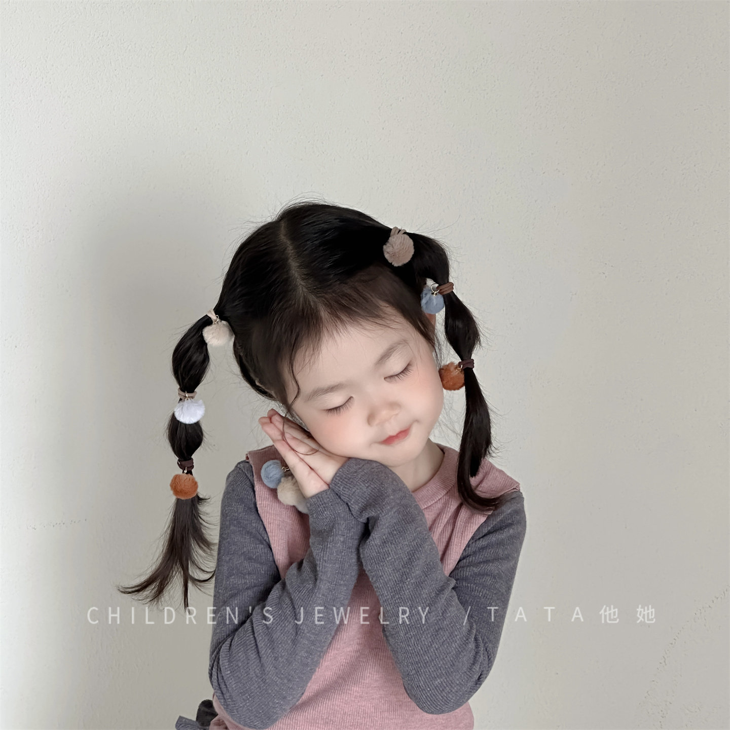 秋冬奶咖色可爱毛球女宝宝皮筋发圈婴儿头花不伤发发量少洋气发绳,淘宝优惠券,粉丝福利购,淘宝优惠卷