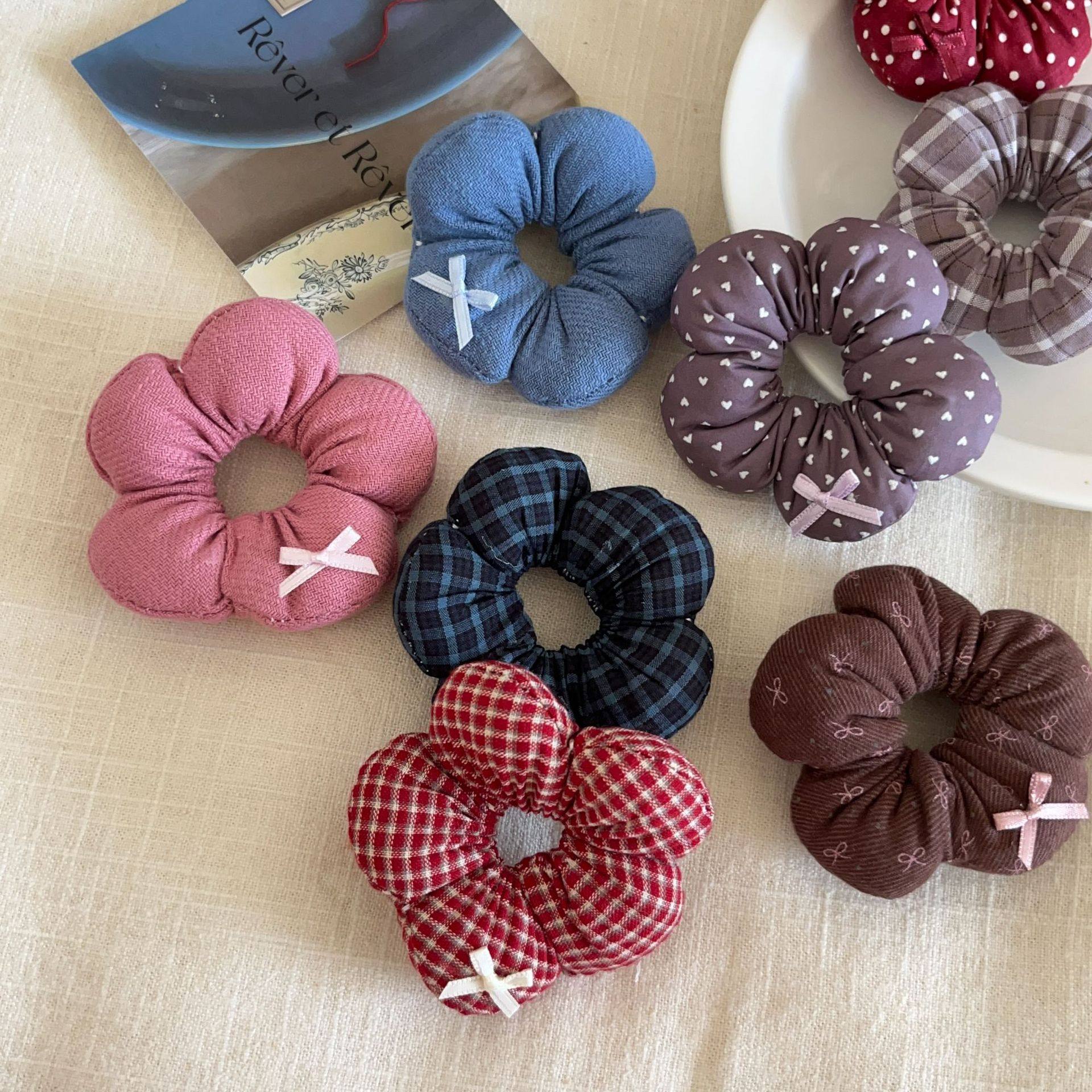 2个装 森系碎花蝴蝶结海绵花朵发圈女童丸子头皮筋发绳可爱发饰品,淘宝优惠券,粉丝福利购,淘宝优惠卷