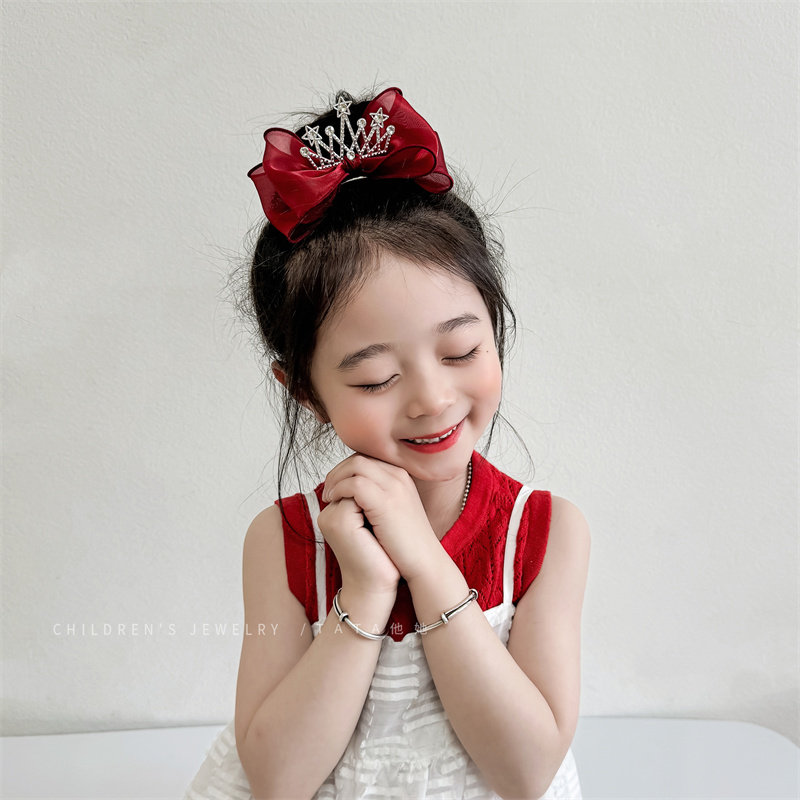 皇冠公主头饰儿童蓝色发夹小女孩蝴蝶结立体顶夹超仙公主王冠发饰,淘宝优惠券,粉丝福利购,淘宝优惠卷