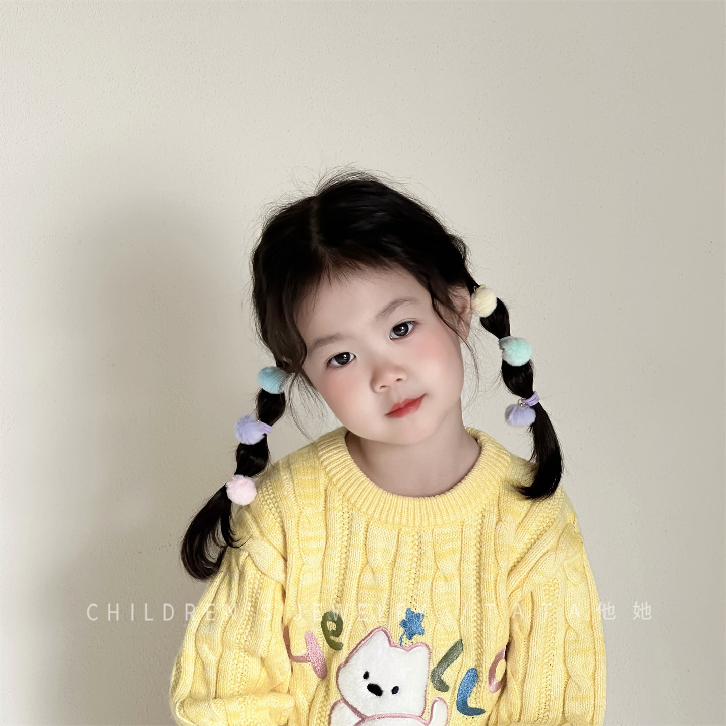 秋冬奶咖色可爱毛球女宝宝皮筋发圈婴儿头花不伤发发量少洋气发绳,淘宝优惠券,粉丝福利购,淘宝优惠卷