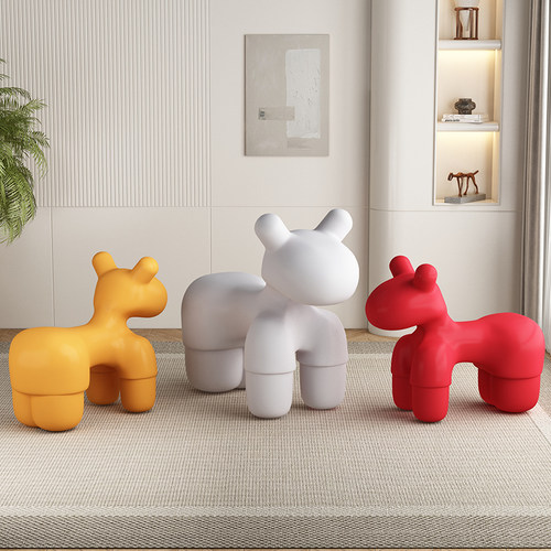 网红PonyChair小马凳客厅动物坐凳卡通造型创意凳子可爱儿童座椅 - 图0